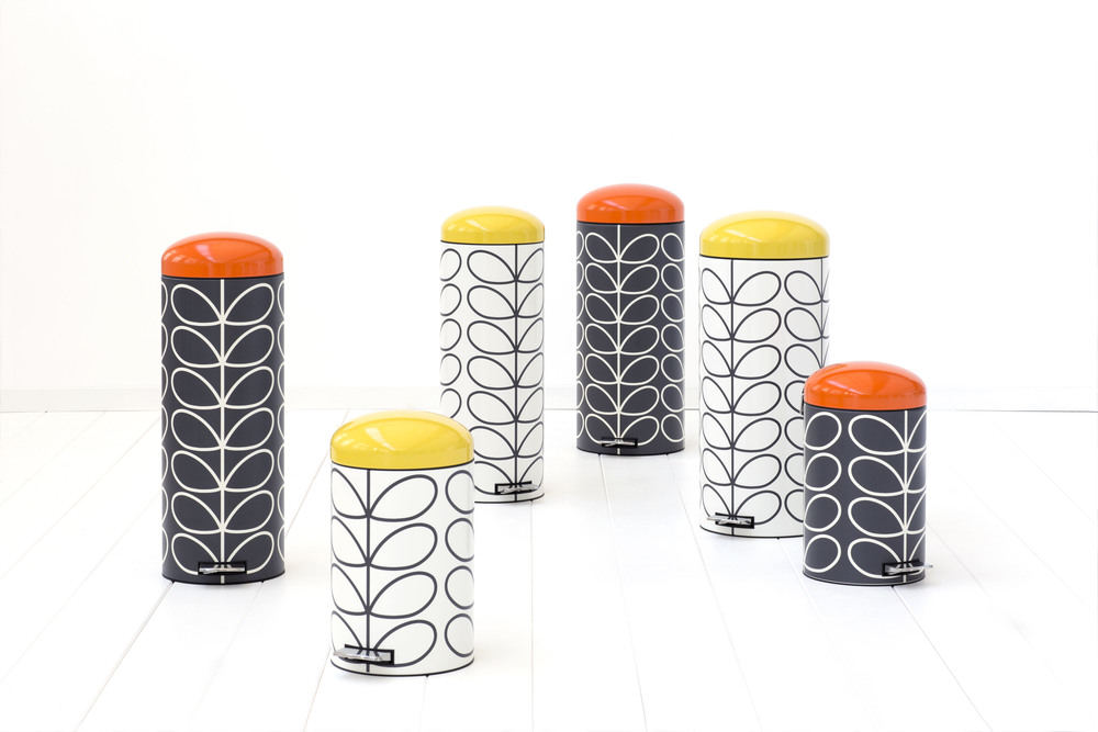 Brabantia poubelle Retro Bin Silent Orla Kiely Charcoal Linear Stem