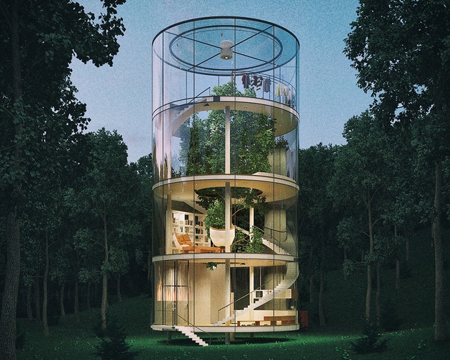 Tubular Glass House Kazakh Aibek Almassov