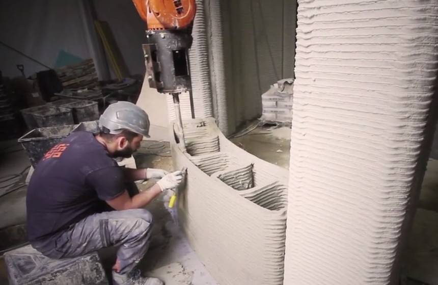 Une maison imprimée en 3D exposée lors du salon du design de Milan