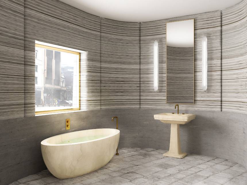 Une maison imprimée en 3D exposée lors du salon du design de Milan