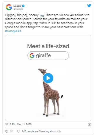 50 nouveaux animaux en réalité augmentée ajoutés par Google 1