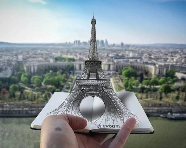 Pietro Cataudella et la Tour Eiffel