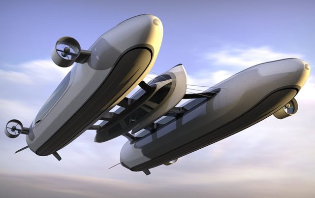 Un concept futuriste d'Air Yacht capable de survoler le ciel et de flotter sur l'eau 1