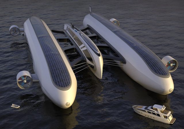 Un concept futuriste d'Air Yacht capable de survoler le ciel et de flotter sur l'eau 2