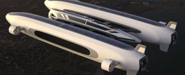 Un concept futuriste d'Air Yacht capable de survoler le ciel et de flotter sur l'eau