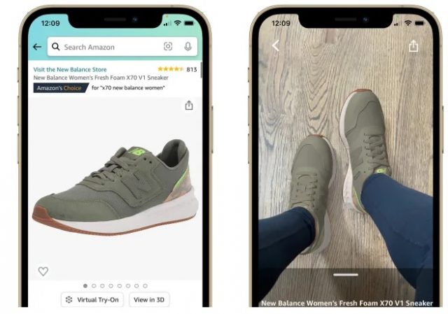 La réalité augmentée d'Amazon peuvent montrer l'aspect des chaussures